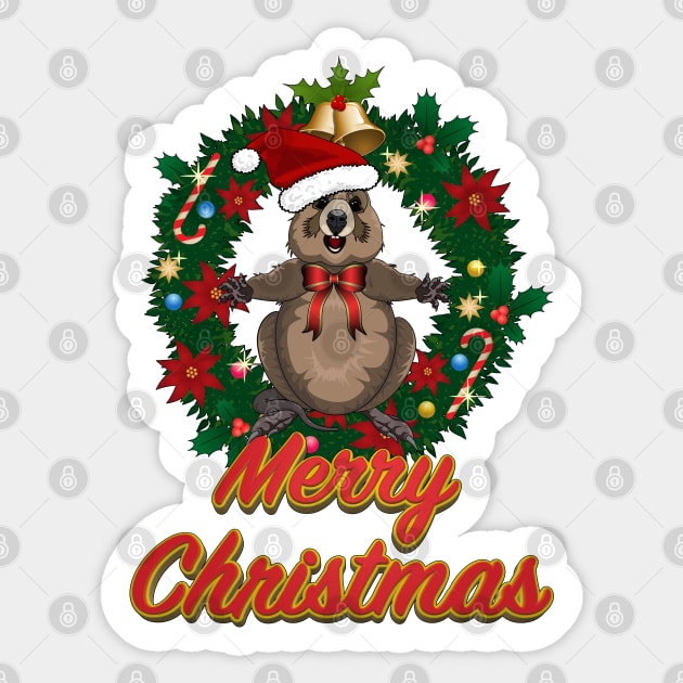 Merry Christmas Quokka Sticker by Amanda Lucas